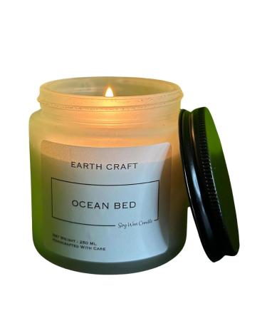 EARTH CRAFT Aromatherapy Scented Candles for Home - Aromatic Handmade Soy Candles for Decor Bedroom Bath for Pure and Natural Aroma - Non Toxic & Smokeless - Ocean Bed Aroma White
