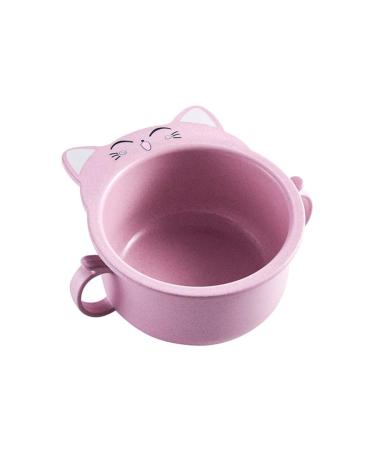 Angoily Wheat Straw Bowl Cereal Bowl Rice Noodle Soup Snack Bowl Cat Design Bowls Pink