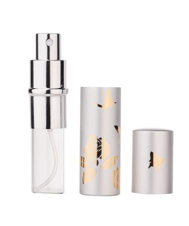 10ml Aluminum Perfume Spray Bottle Flower Pattern Atomizer for Perfume Toner Serum (Silver)