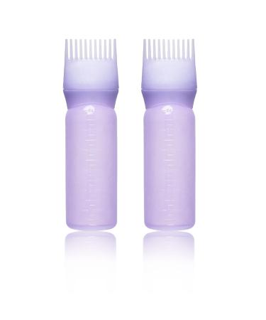 Hair Dye Brush Bottle Hair Dyeing Bottle Applicator Brush Squeeze Hair Color Oiling Bottles Root Comb Applicator Bottle Hair Oil Bottle with Graduated Brush 120ML (2PCS Purple)
