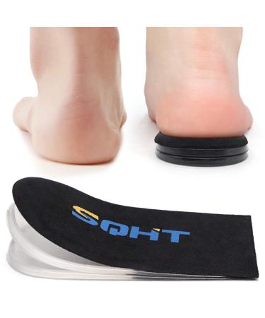 SQHT Adjustable Orthopedic Heel Lift - Height Increase Insoles for Leg Length Discrepancies and Achilles Tendonitis  Heel Cushion Lifts for Heel Pain (Black: Small-Women's 4.5-9.5|Men's 6-8.5)