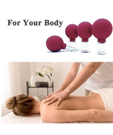 Rose Red Glass Facial Cupping Set - Silicone Vacuum Suction Cups for Anti-Cellulite Lymphatic Therapy on Face, Eyes, and Body - 4pcs - Buy Online on GoSupps.com
