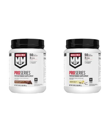 Muscle Milk Pro Series Protein Powder Knockout Chocolate & Intense Vanilla 2-2 Pound Bags 50g Protein 20 Vitamins & Minerals