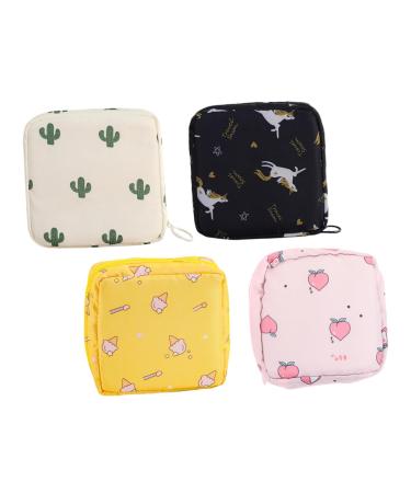 Healvian Stash Bag 4pcs Napkin Storage Bag Menstruation First Period Pouch Napkin Pouch Napkin Bag Mini Coin Purse Cutie Holder Mini Purse Organizer Tampon Pad Pouch Girl Storage Bags