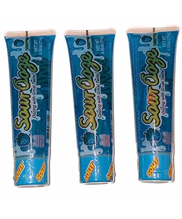 Kidsmania Sour Ooze Tubes, Oozing Delicious Flavor, Blue Raspberry, 4oz (3 Pack)