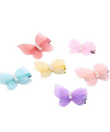 Frcolor Baby Girls Hair Clips Toddlers Bow Pearl Kids Hair Butterfly Snap Clips Barrettes (8 Pieces)