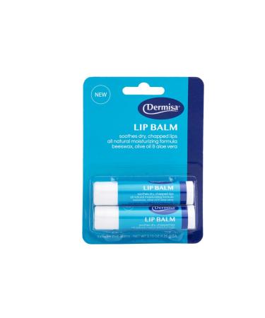 Dermisa Lip Balm with Beeswax Aloe Vera Olive Oil and natural extracts | Paraben Free Petrolatum Free | 0.15 OZ | Pack of 2