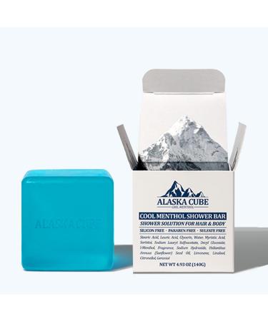 Cool Menthol Shower Body Soap Bar Cleanser Cooling Effect Rich Foam Body Wash Shampoo Deodorant for Face and Body 3% Menthol for Men 4.93oz Menthol Mint