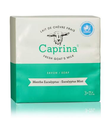 Caprina Fresh Goat s Milk Soap Bar Eucalyptus Mint 3.2 oz (3 Pack) Cleanses Without Drying Biodegradable Soap Moisturizing Vitamin A B2 B3 and More