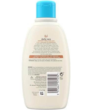 Aveeno Baby Daily Care 2-in-1 Shampoo and Conditioner Cream 300 ml - Gentle Cleansing for Baby's Hair - Pack of 1 - Buy Online on GoSupps.com