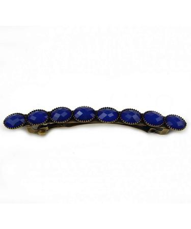Antique style faceted pearl hair clip 7 cm blue