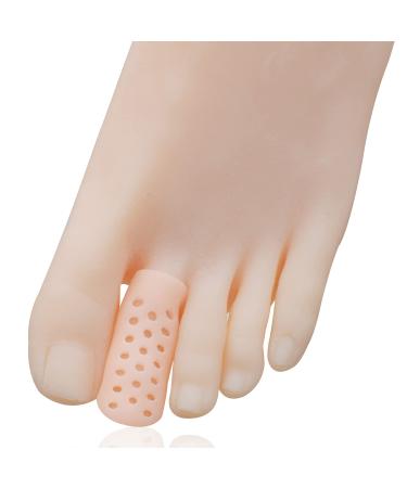 10 Pieces Gel Toe Sleeves Corn Cushion Silicone Toe Tubes Protectors for Cushions Corns Blisters Nail Issue Reduce Friction Bunions Hammer Toes (Beige Medium)