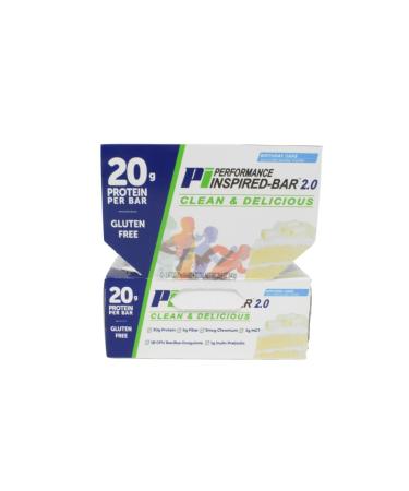 Performance Inspired Nutrition Protein Bar 2.0 - 20g Protein 6g Fiber 3g MCTs Probiotics - Gluten Free Birthday Cake - 12Ct Box - Buy Online on GoSupps.com