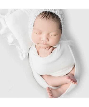 Newborn Photography Props Swaddle Wraps for Baby Boys Girls Baby Photo Props Shoot Stretch Blanket White - Buy Online on GoSupps.com