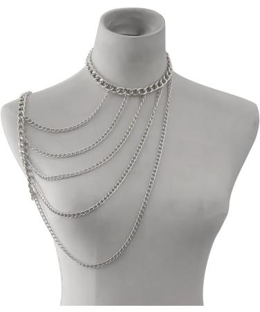 JWICOS Gold Miami Cuban Link Body Chain - Luxury Chunky Multi-Layer Tassel Accessories for Women & Girls - Silver Bohemian Style - Buy Online on GoSupps.com