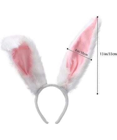 Furry Rabbit Ear Bunny Ears Headband for Women - White | Perfect for Parties, Prom, Cosplay | Cute and Fun Costume Hair Accessory - Buy Online on GoSupps.com
