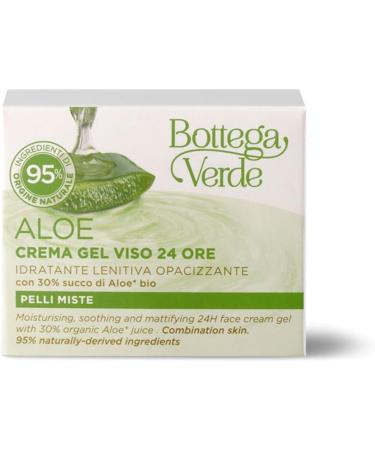  Bottega Verde Bottega Verde Aloe - 24-hour face gel cream - soothing mattifying moisturizer - with 30% aloe juice* organic (50ml) - combination skin - Buy Online on GoSupps.com