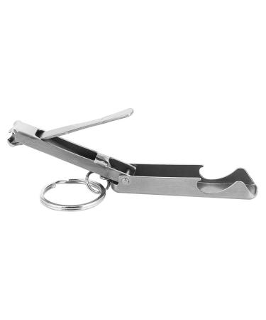Alomejor Multifunctional 2 In 1 Mini Tool Keychain Ring Nail Cutter Clippers+ Bottle Opener made of stainless steel