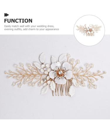 FRCOLOR Crystal Flower Hair Comb Rose Gold Rhinestone Hair Comb Pearl Bridal Side Comb French Vintage Hair Clips Leaf Hair Accessories for Women and Girls - Buy Online on GoSupps.com