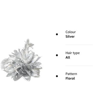 Silver Flower Feather Bead Corsage Hair Clip Fascinator Set - Buy Online on GoSupps.com