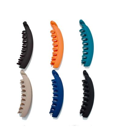 NUNUHOME Girls Beauty Accessory Banana Hair Clip - Dark Brown & Teal | Orange Navy Pastel Brown Teal - Buy Online on GoSupps.com