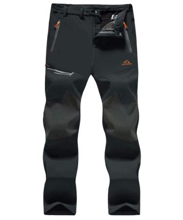 MAGCOMSEN Men's Winter Pants Fleece Lined Ski Snow Pants Water Resistant 4 Zip Pockets Outdoor Pants Black 32