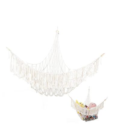 Solustrious stands for yoga balls soft toy organizer corner network for balls corner hammock plush plush stability balls for exercises stuffed animal toy gymnasium ball fitness cotton white 164x114cm white