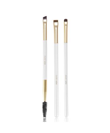 Flat Angled Eyebrow Brush & Fine Angled Eyeliner Brush & Eyelash Brush Set ENZO KEN Fine Angled Brow Brush Flat Eyebrow Brush Eyeliner Brush Fine Angled Winged Eyeliner Brush Angled. White 163-3P 6in.L 163-3Pc-White