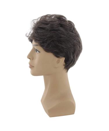 Ansenesna Brown Short Wig for Men - Afro Curls Gray Hair Wig | Stylish & Comfortable - Buy Online on GoSupps.com