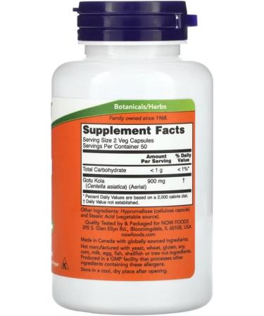 Now Foods - Gotu Kola 450mg | Premium Extract 450mg - 100 Capsules - Buy Online on GoSupps.com