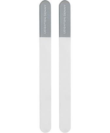 LEIGHTON DENNY Set of 2 Large Crystal Nail Files (195mm) with Cases Grey White 195mm - Buy Online on GoSupps.com