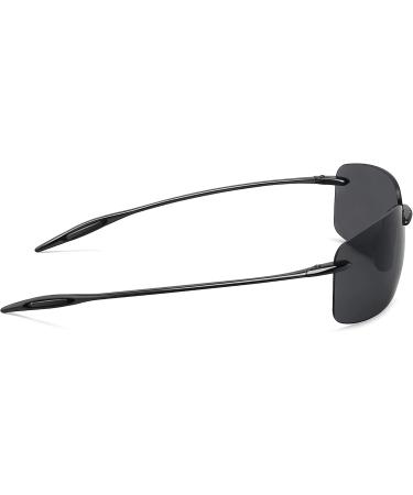 JULI Tr90 Rimless Sports Sunglasses for Men Women | Polarized for Running Fishing Golf Surf Driving | C5-Black - Buy Online on GoSupps.com