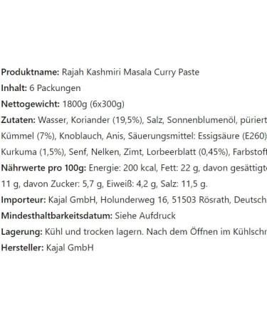 Kajal Rajah Kashmiri Masala Curry Paste 3 x 300 g spicy spice paste for authentic curries perfect for seasoning meat fish and vegetables 3 x 300 g - Buy Online on GoSupps.com