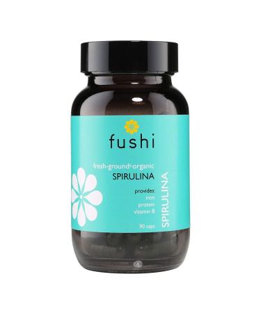 Fushi Organic Spirulina 500 mg 90 Caps | Cold Processed | Vegan Protein source | Best for Iron Protein Vitamin B | Ethical & Vegan Society Approved | Manufactured in the UK