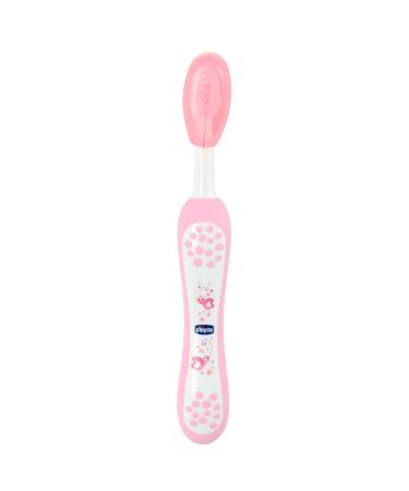 Chicco children toothbrush with shaped and rounded head baby toothbrush with super soft bristles gently to gums and teeth including protective cover gift for newborn 6-36 months pink