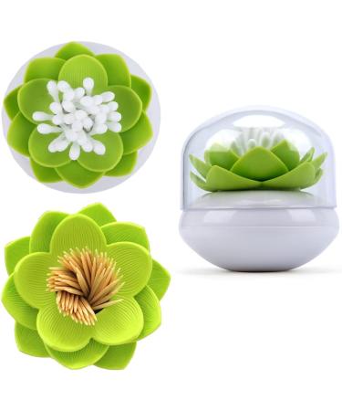 Buy Just 2 Pieces Lotus Qtip Holder - Stylish Cotton Swab & Toothpick Organizer (Green & Black) for Bathroom Decor - International Shipping Available - Buy Online on GoSupps.com