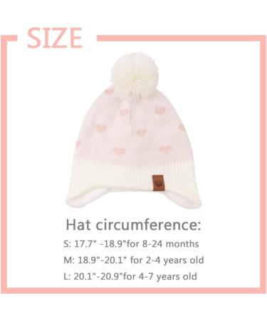 XIAOHAWANG Knitted Baby Hat with Fleece Lining and Pompom - White Heart Design | Toddler Kids Beanie for Winter | 2-4 Years - Buy Online on GoSupps.com