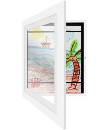Internovo White Children Art Picture Frame - A4 Front Opening Design with Elastic Bands - 32x24x2.7cm for Kids Drawings - Buy Online on GoSupps.com