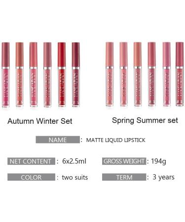 behound Havenlyn The Everlasting Liquid Lipstick Matte Set of 6 Highly Pigmented Lipstick Matte Long Lasting Smudgeproof Nonstick Cup Everlasting Liquid Lipstick Gift Set for Women Spring Summer Set - Buy Online on GoSupps.com