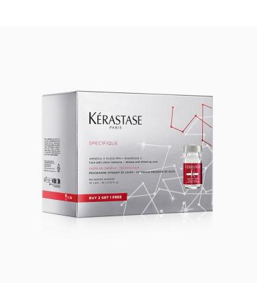 Kérastase, Specifique, Intensive Anti-Hair Loss Treatment, Treatment Enriched with Aminexil, Light No-Rinse Formula, Thin, Brittle & Fragile Hair, 3 x 10 Ampoules of 6ml