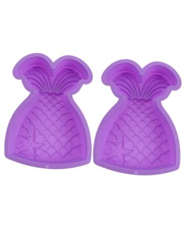 OUNONA 2pcs Mermaid Cake Mold Mini Candy Broiler Pan for Oven Mermaid Tail Ice Mold Butter Molds Oven Baking Tool Silicone Soap Mold Candy Mold Fishtail Baking Tools Silica Gel 24X17X4CMx2pcs Random Colorx2pcs