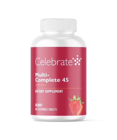 Celebrate Vitamins Multi-Complete Chewables 45mg Iron Daily Bariatric Multivitamin for Sleeve Gastrectomy and Gastric Bypass Surgery Patients Essential Vitamins & Minerals - Berry (60 Tablets)