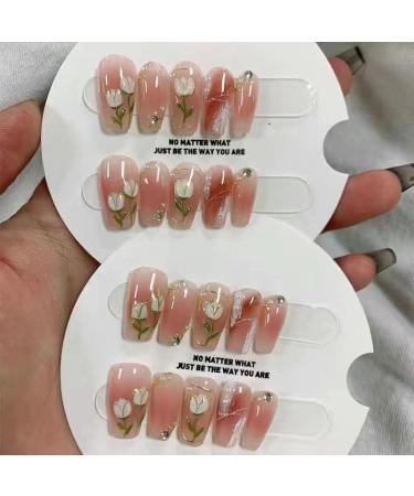 Three Dimensional Tulip Powder Blusher Halo Dye Nail Patch Nail Enhancement Finished Product Self-Adhesive Nail Stick Wear Nail (Size : M Color : A) - Buy Online on GoSupps.com