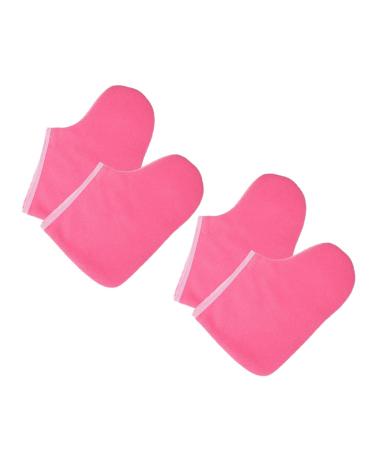 Didiseaon Paquet De Paraffine Pieds 2 Paires Taille paisse Couverture Chauffante Soin Spa Maison Protection Rose Vif Bord Blanc