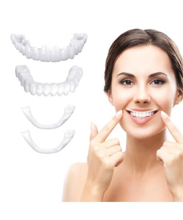 2 pairs of wrong teeth to put on prostheses fake teeth artificial teeth lightening at the top and bottom provisional dentures for women men beautiful smile