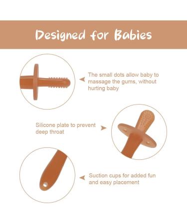 Vicloon Teething Toys Set | Baby Teether Toy with Anti-Lost Chain | Chew Toy Teething Ring for Boys & Girls | Brown | 2pcs - Buy Online on GoSupps.com