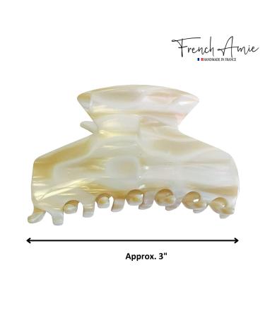 French Amie Chic Ivory Handmade Large 3 Jaw Hair Claw Clip - Durable & Styling Hair Accessory for Women - Made in France - Buy Online on GoSupps.com