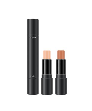 2 in1 Contouring Stick Double Headed Facial Highlighter and Contouring Stick 3D Face Brightens & Shades Makeup Stick Long-Lasting Highlighting Contouring Foundation Makeup Stick Goforwealth
