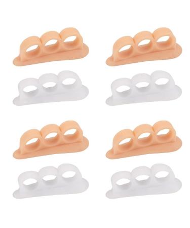 Magik 2 4 Pairs Bunions Hammer Toe Straightener Splint Brace Cushion Pad Corrector (4 Pairs (2 Each) White+Nude) 4 Pairs (2 Each) White+nude