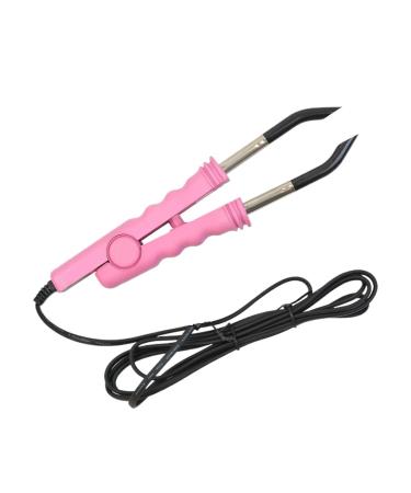 Hair extension iron Hair Extension Iron Connector Fusion Hair Extension Keratin Bonding Salon Tool Constant Temperature Heat Connector(Pink)